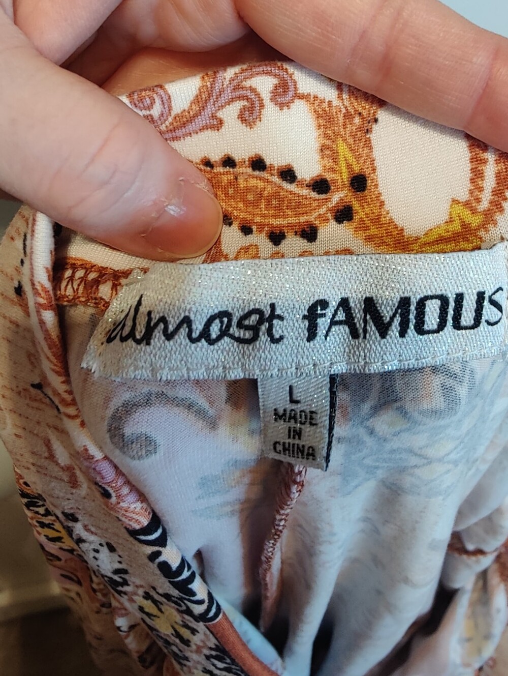 Almost Famous Boho Paisley 2 Piece Crop Top Overlay Shorts Set L - Picture 6 of 7